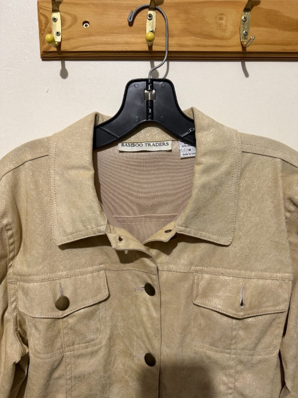 Bamboo Traders Beige Metallic Gold Shimmer Jean Jacket Trucker - Medium - Picture 4 of 8